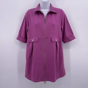Purple Zip Front Casual Jacket Motto Sz XS Short Sleeve Lightweight Mantra